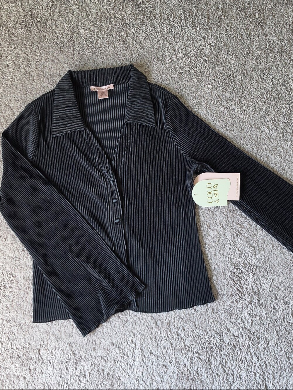Black Ribbed Women's Blouse